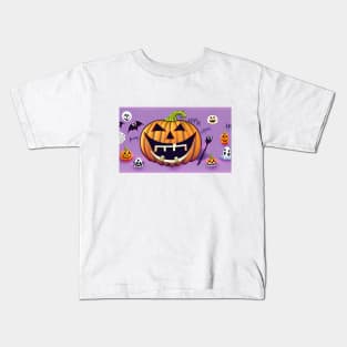 Jack-o'-lantern with Teeth and a Fork Kids T-Shirt